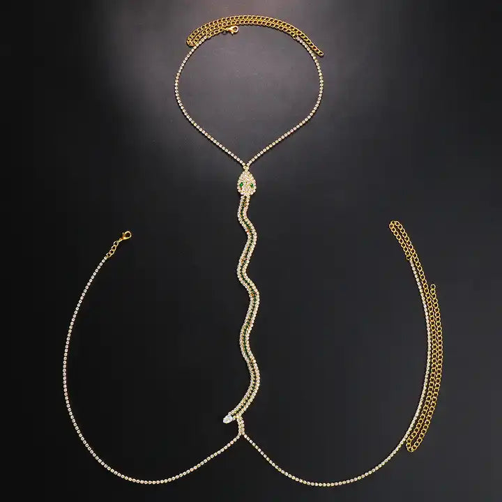 Crystal Snake Back Chain + Waist Chain