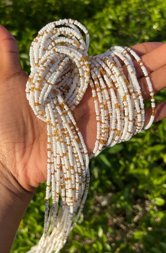 Gold & White Waist Beads