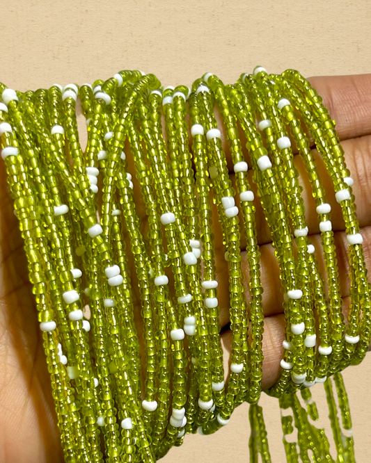 Lime Green & White Mix Waist Beads