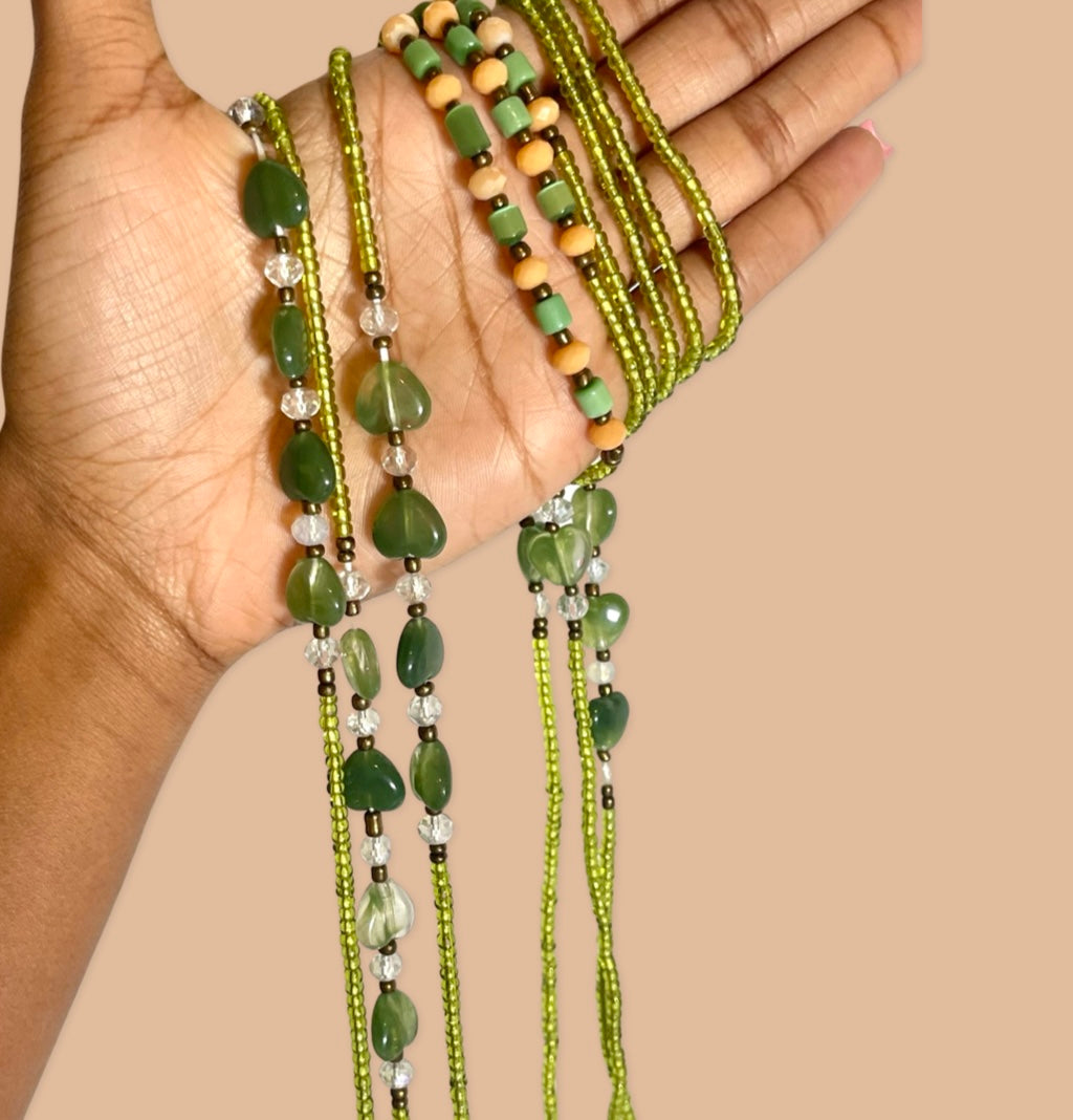 Emerald Love Tie-On Waist Beads (Ships Week of 9/25/23)