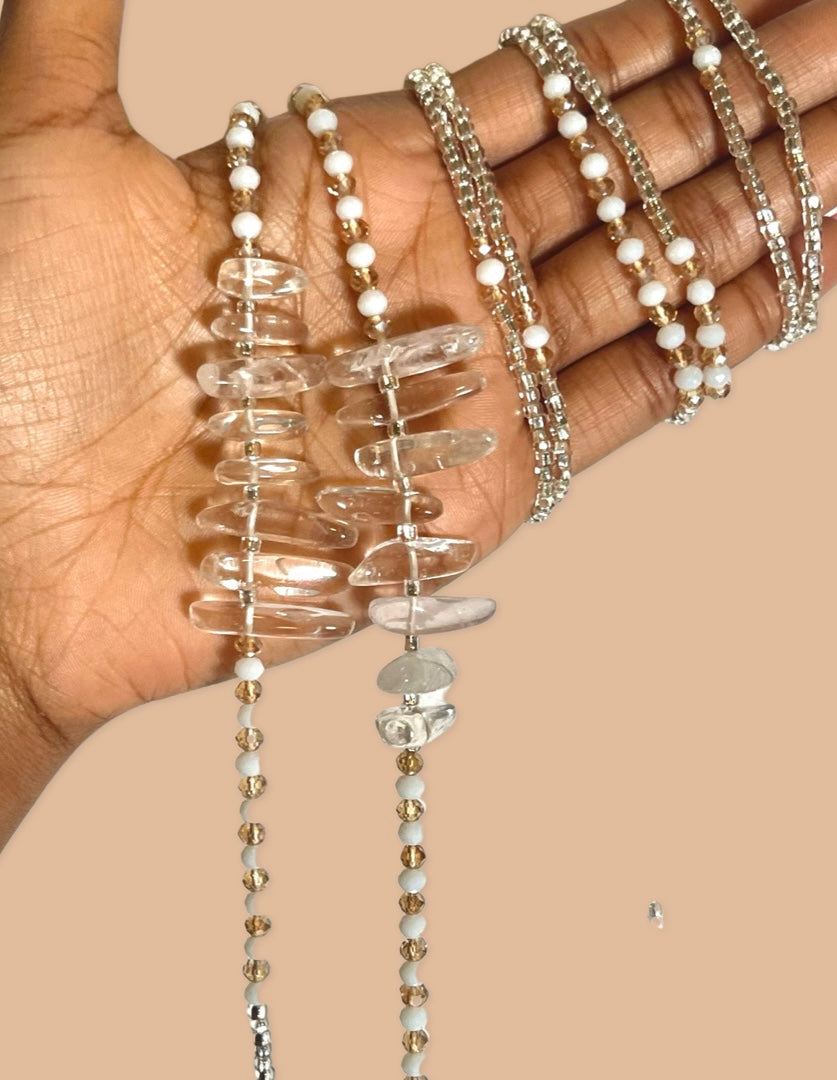 Ivory Clear Quartz Tie-On Waist Beads (Ships Week of 9/25/23)