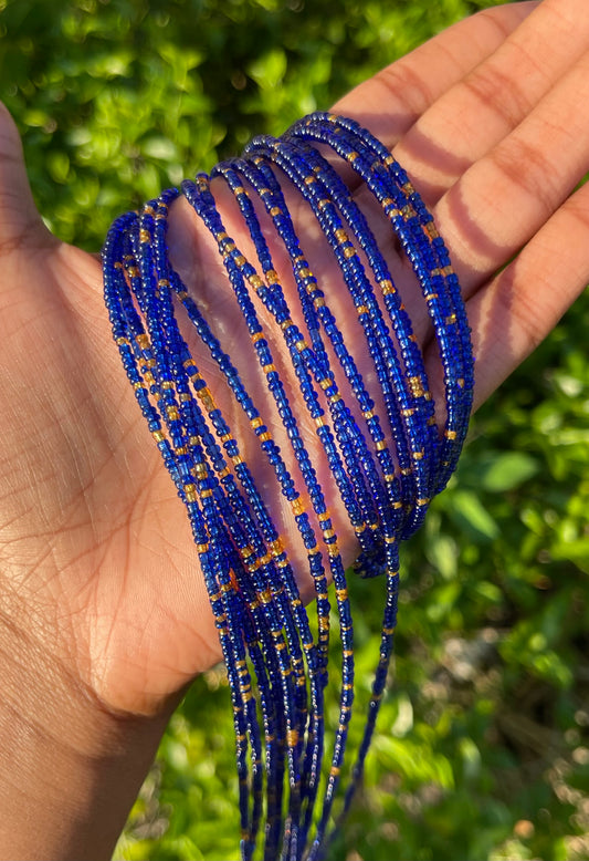 Royal Blue & Gold Waist Beads