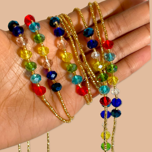 Chakra Gemstone Tie-On Waist Beads (Ships Week of 9/25/23)